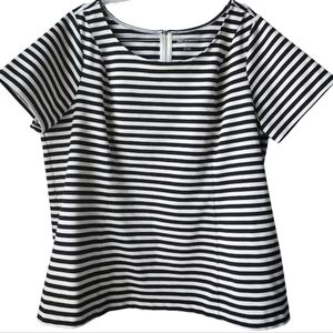 LANE BRYANT Contemporary Black and White Striped Stretch Tunic Top